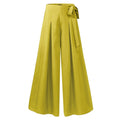 Elegant Solid High Waist Pleated Flare Wide Leg Trousers