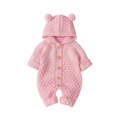 Winter Newborn Sweater Hooded Jumpsuit