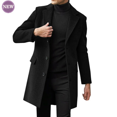 Stylish Trench Wool Blend Long Windbreaker Coat