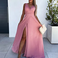 Elegant V Neck High Waist Evening Dress