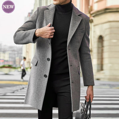 Stylish Trench Wool Blend Long Windbreaker Coat