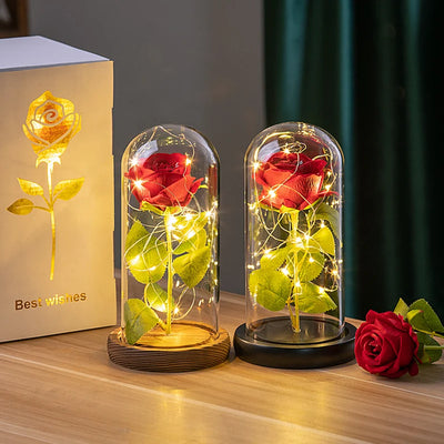 Creative Valentine's Day Gift Rose in Glass Cover Light Up