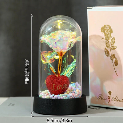 Creative Valentine's Day Gift Rose in Glass Cover Light Up