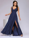 Spring Sexy Deep V Neck Sleeveless Slit Maxi Dresses