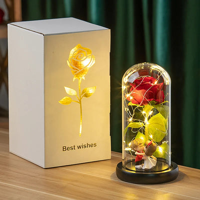 Creative Valentine's Day Gift Rose in Glass Cover Light Up