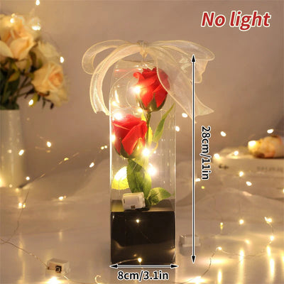 Creative Valentine's Day Gift Rose in Glass Cover Light Up