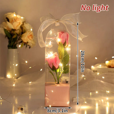 Creative Valentine's Day Gift Rose in Glass Cover Light Up