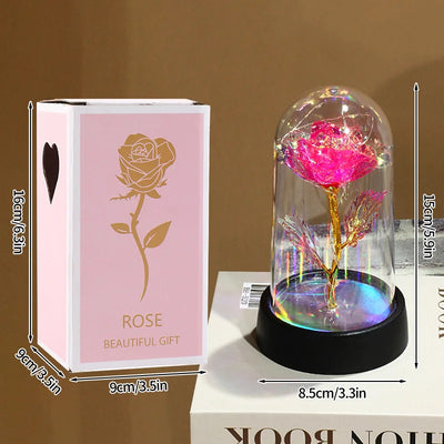 Creative Valentine's Day Gift Rose in Glass Cover Light Up