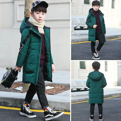 High-Quality Unisex  Long Hooded Waterproof  Thicken Coat For Kids