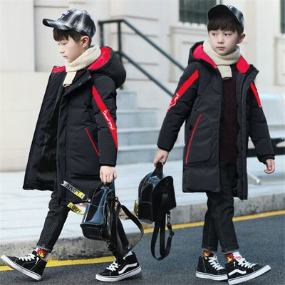 High-Quality Unisex  Long Hooded Waterproof  Thicken Coat For Kids