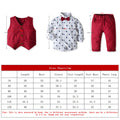 3PCS Set Baby Boy Outfits Suit  Tie Shirts+Pants+Vest