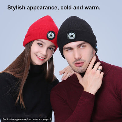 Rechargeable Warm Beanie Bluetooth 5.0 LED Hat Wireless Stereo