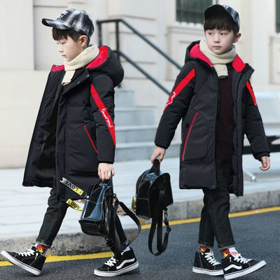 High-Quality Unisex  Long Hooded Waterproof  Thicken Coat For Kids