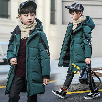 High-Quality Unisex  Long Hooded Waterproof  Thicken Coat For Kids