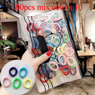 100 pcs/Set Colourful Elastic Ponytail Hair Bands Bobbles