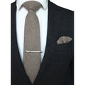 Cashmere Wool Necktie and Pocket Square Tie Clip Set for Men