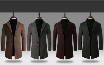 Slim Fit Long Winter Trench  Coats for Men