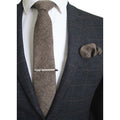 Cashmere Wool Necktie and Pocket Square Tie Clip Set for Men