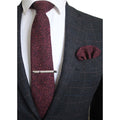 Cashmere Wool Necktie and Pocket Square Tie Clip Set for Men