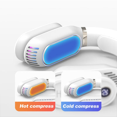 USB Rechargeable Neck Heater Cooler, Portable Neck Fan, Low Noise with Massage, Heating and Cooling Function