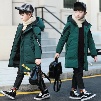 High-Quality Unisex  Long Hooded Waterproof  Thicken Coat For Kids