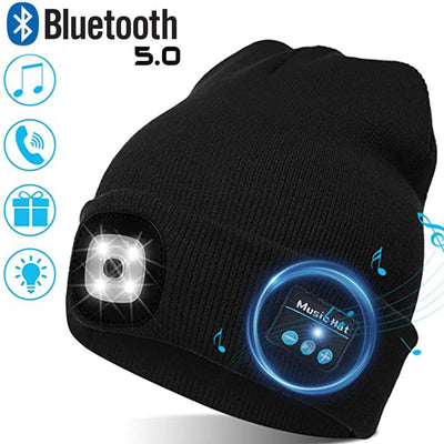 Rechargeable Warm Beanie Bluetooth 5.0 LED Hat Wireless Stereo