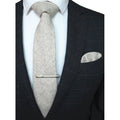 Cashmere Wool Necktie and Pocket Square Tie Clip Set for Men