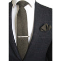 Cashmere Wool Necktie and Pocket Square Tie Clip Set for Men