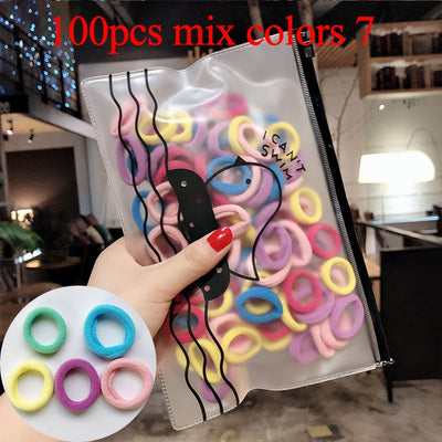 100 pcs/Set Colourful Elastic Ponytail Hair Bands Bobbles