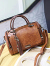 Top-Handle Fashion Zipper Crossbody Leather Handbag With Removable Strap Dating Boston Bag