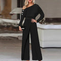 Elegant Striped Fashion Sexy Slash Neck Long Sleeve Jumpsuit