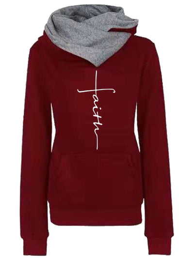 Women's Faith Embroidered Hoodies Sweatshirts