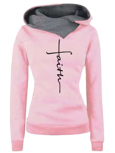 Women's Faith Embroidered Hoodies Sweatshirts