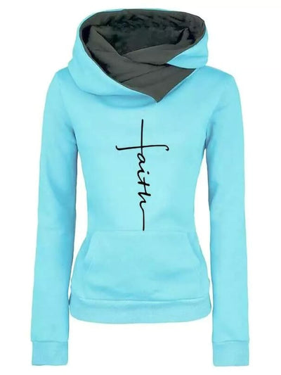 Women's Faith Embroidered Hoodies Sweatshirts