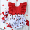 Ruffle Backless Cherry Romper + Headband