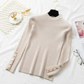 Thick Women’s  sweater pullovers long sleeve button o-neck  Sweater Female Slim knit top soft jumper tops