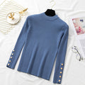 Thick Women’s  sweater pullovers long sleeve button o-neck  Sweater Female Slim knit top soft jumper tops