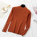 Thick Women’s  sweater pullovers long sleeve button o-neck  Sweater Female Slim knit top soft jumper tops