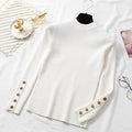 Thick Women’s  sweater pullovers long sleeve button o-neck  Sweater Female Slim knit top soft jumper tops