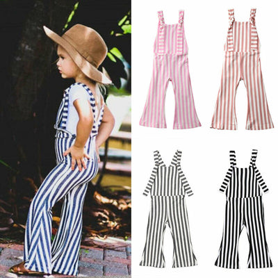 Toddler Stripe Romper Bell-Bottom Pants