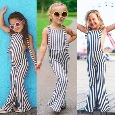 Toddler Stripe Romper Bell-Bottom Pants