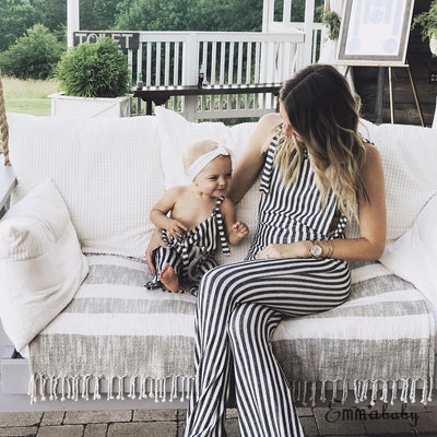 Toddler Stripe Romper Bell-Bottom Pants