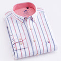 100% Cotton Oxford Striped Shirt Single Patch Pocket Long Sleeve Standard-fit Comfortable Thick Button-down Shirts