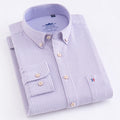 100% Cotton Oxford Striped Shirt Single Patch Pocket Long Sleeve Standard-fit Comfortable Thick Button-down Shirts