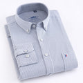 100% Cotton Oxford Striped Shirt Single Patch Pocket Long Sleeve Standard-fit Comfortable Thick Button-down Shirts