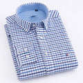 100% Cotton Oxford Striped Shirt Single Patch Pocket Long Sleeve Standard-fit Comfortable Thick Button-down Shirts