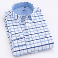 100% Cotton Oxford Striped Shirt Single Patch Pocket Long Sleeve Standard-fit Comfortable Thick Button-down Shirts