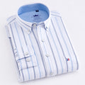 100% Cotton Oxford Striped Shirt Single Patch Pocket Long Sleeve Standard-fit Comfortable Thick Button-down Shirts