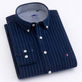 100% Cotton Oxford Striped Shirt Single Patch Pocket Long Sleeve Standard-fit Comfortable Thick Button-down Shirts