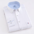 100% Cotton Oxford Striped Shirt Single Patch Pocket Long Sleeve Standard-fit Comfortable Thick Button-down Shirts